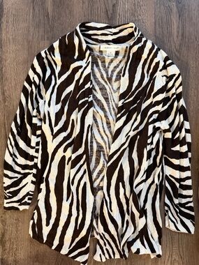 august silk Zebra Print Open Front Cardigan - Black & Cream